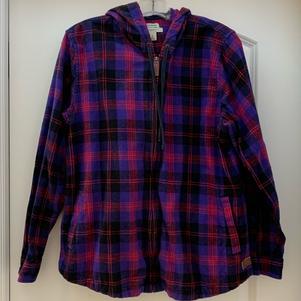 LLBean Women's Scotch Plaid Flannel Shirt, Relaxed Zip Hoodie